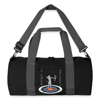 Femme avec arc sur la cible avec motivation cardiaque - Sac de sport recyclé - noir/gris graphite - Devant