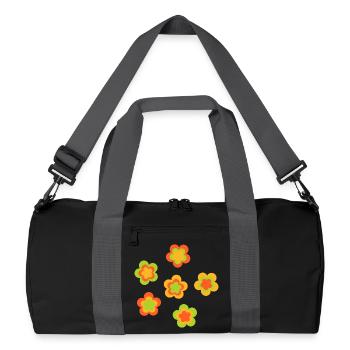 des années 70 motif de fleur - Sac de sport recyclé - noir/gris graphite - Devant