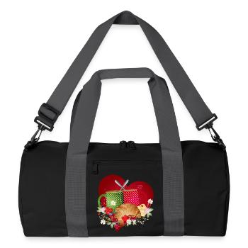Breakfast for two with croissant, coffee and berries - Recycled Duffel Bag - black/graphite grey - Front