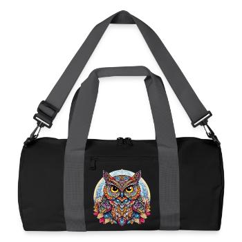 Owl decorated with Mandalas - Recycled Duffel Bag - black/graphite grey - Front