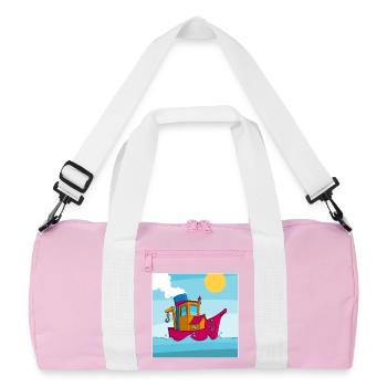 Colorful image of a funny tugboat - Recycled Duffel Bag - pink/white - Front