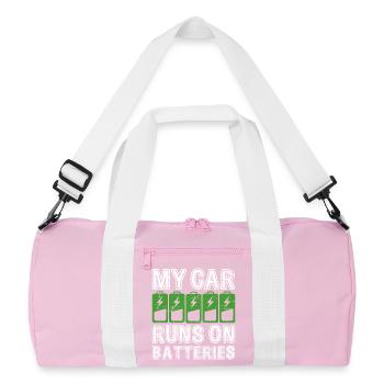 My Car Runs On Batteries eCar Electric Car - Recycled Duffel Bag - pink/white - Front