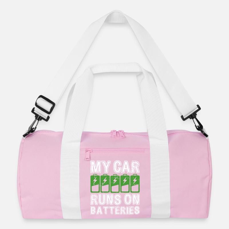My Car Runs On Batteries eCar Elektro Auto Recycelte Duffel Bag