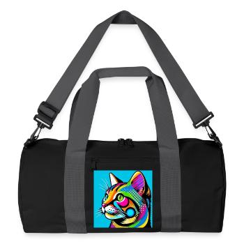 Chat Pop Art - Sac de sport recyclé - noir/gris graphite - Devant