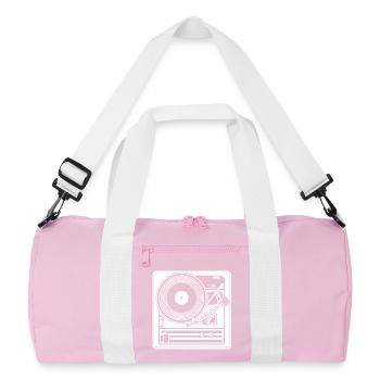 Platine vinyle design rétro - Sac de sport recyclé - rose/blanc - Devant