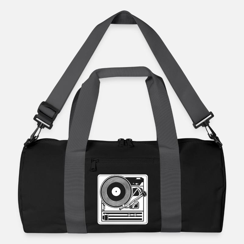 Retro Design Plattenspieler - Recycelte Duffel Bag - Schwarz/Graphitgrau