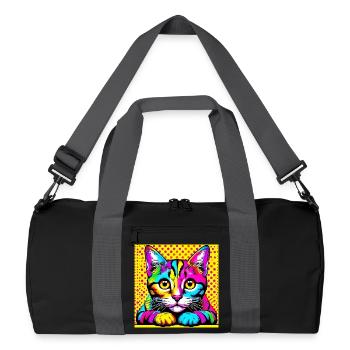 Chat Pop Art - Sac de sport recyclé - noir/gris graphite - Devant