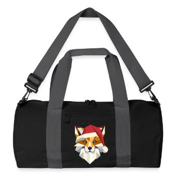Fuchs mit Weihnachtsmütze- Kunst für die Feiertage - Recycelte Duffel Bag - Schwarz/Graphitgrau - Vorne
