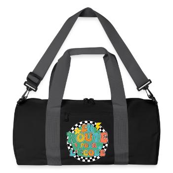 Auf dem Weg zur Schule, zurück in die Schule, Geschenk - Recycelte Duffel Bag - Schwarz/Graphitgrau - Vorne