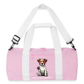 Sprich mit der Pfote Jack Russel terrier Jackie  - Recycelte Duffel Bag - Rosa/Weiß - Vorne