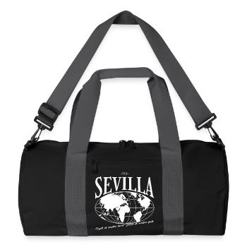 Vintage Weltkarte mit Stadtname Sevilla - Recycelte Duffel Bag - Schwarz/Graphitgrau - Vorne