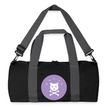Jolly Roger Punk Katze in  Lila Kreis - Recycelte Duffel Bag - Schwarz/Graphitgrau - Vorne