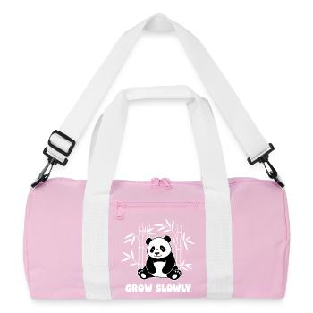 Panda dans la forêt de bambous – Poussez lentement - Sac de sport recyclé - rose/blanc - Devant