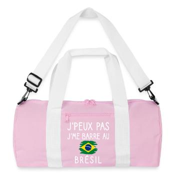 I Can't I'm Leaving in Brazil Humor Travel - Recycled Duffel Bag - pink/white - Front