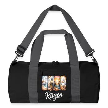 Rügen Baltic Sea Lighthouse Seagull - Recycled Duffel Bag - black/graphite grey - Front