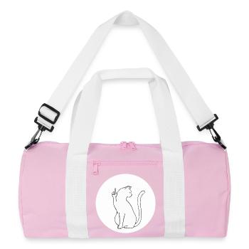 Cat Cats Cat Kitten Kitty Middle Finger - Recycled Duffel Bag - pink/white - Front