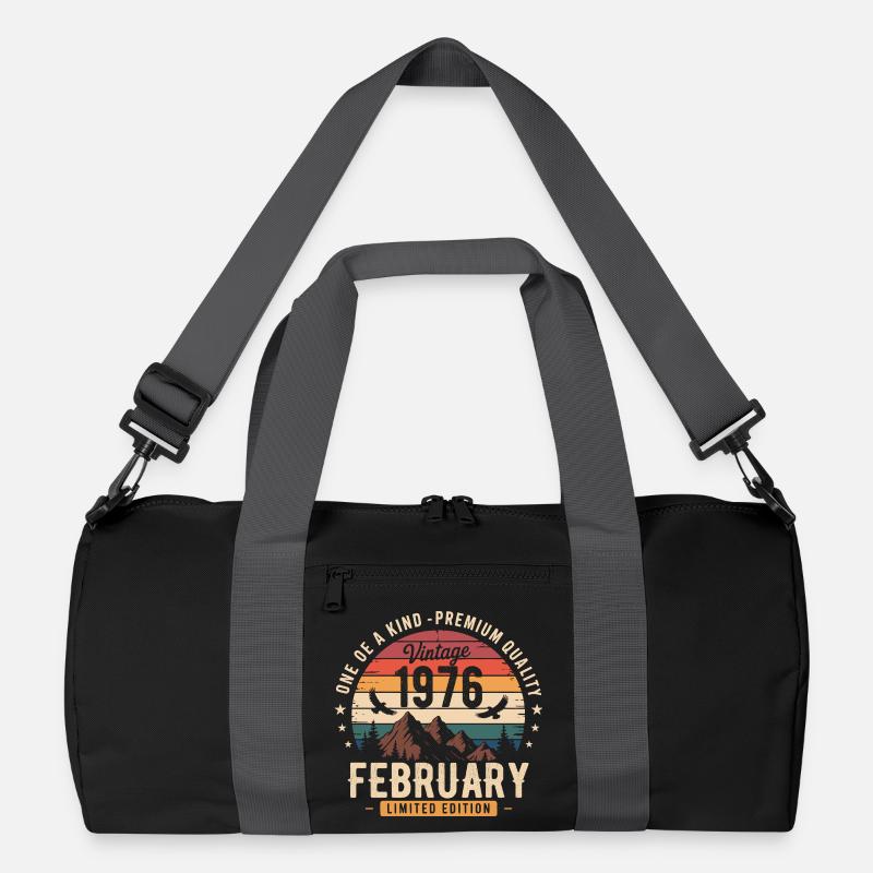 Februar 1976 Vintage-Geburtstag Februar 1976 - Recycelte Duffel Bag - Schwarz/Graphitgrau
