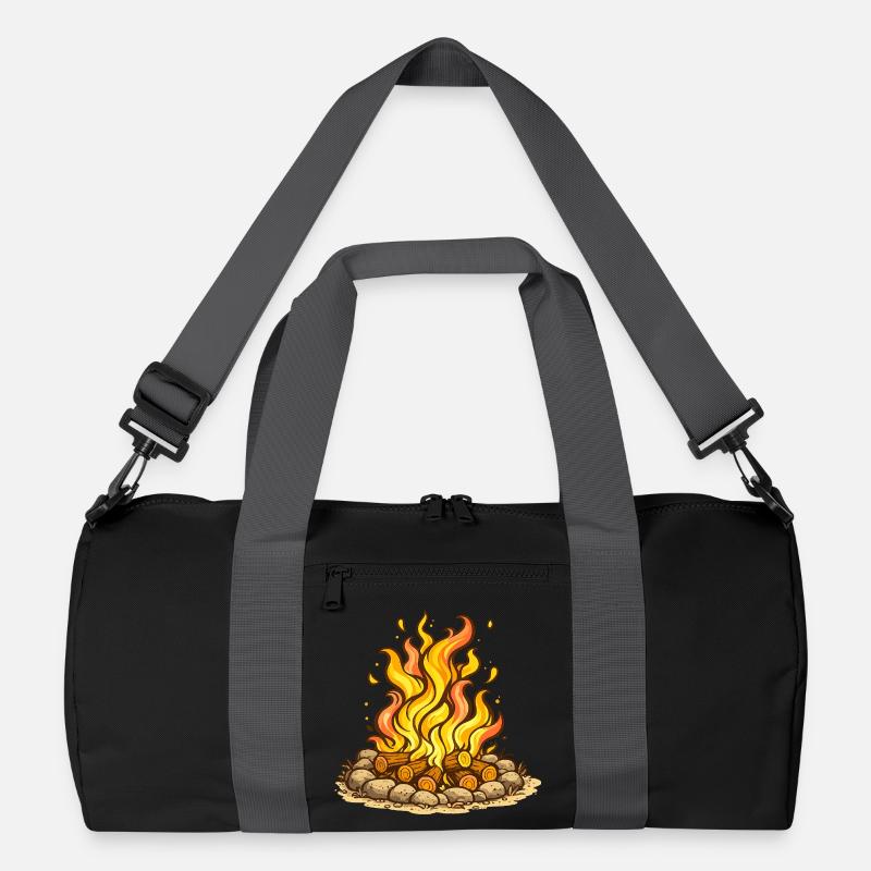Cozy Campfire Flames Illustration Recycled Duffel Bag