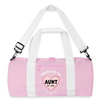 Aunt 2026 Aunt 2026 Promoted to Aunt 2026 - Recycled Duffel Bag - pink/white - Front