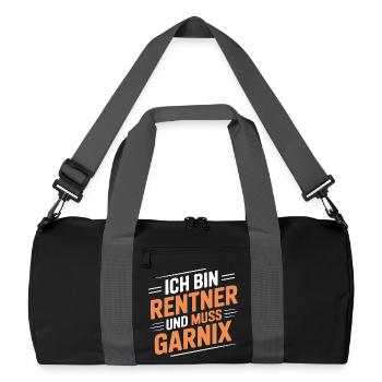 Ich bin Rentner – muss gar nix - Recycelte Duffel Bag - Schwarz/Graphitgrau - Vorne