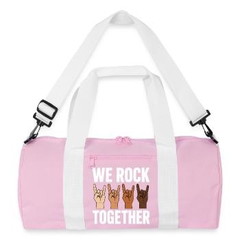 Chemise de main rock rock ensemble Diversité - Sac de sport recyclé - rose/blanc - Devant