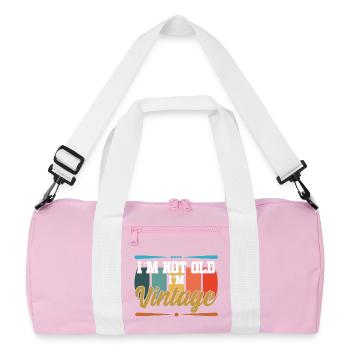 Ich bin nicht alt textile Geschenkidee - Recycelte Duffel Bag - Rosa/Weiß - Vorne