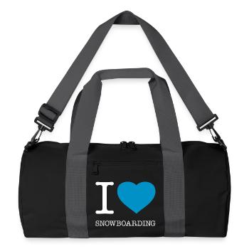 I LOVE SNOWBOARDING - Recycled Duffel Bag - black/graphite grey - Front