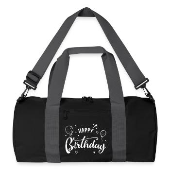 Geburtstags-Luftballons Skript - Recycelte Duffel Bag - Schwarz/Graphitgrau - Vorne