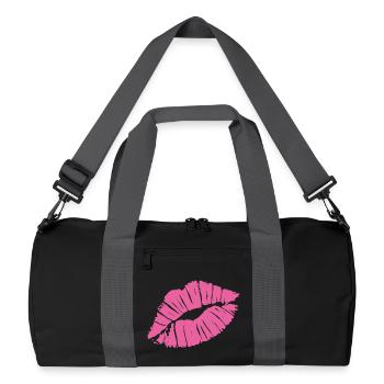 Smooch Rouge à lèvres rose Kiss Mark Love déclaration Tee - Sac de sport recyclé - noir/gris graphite - Devant