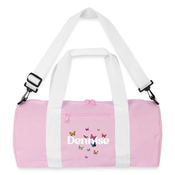 Beau prénom de fille DENNISE avec des papillons - Sac de sport recyclé - rose/blanc - Devant