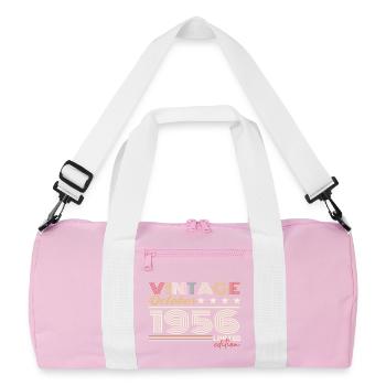 Oktober 1956 Retro-Jubiläum 1956 Oktober 1956 - Recycelte Duffel Bag - Rosa/Weiß - Vorne