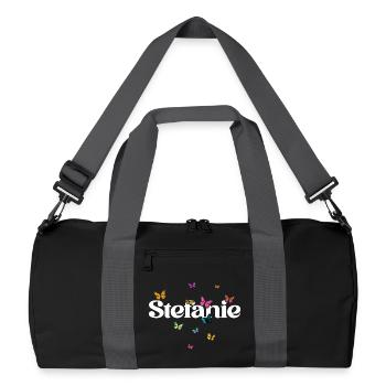 Beau prénom de fille avec des papillons STEFANIE - Sac de sport recyclé - noir/gris graphite - Devant