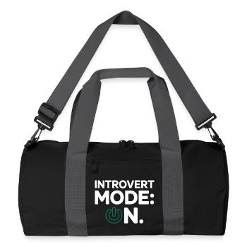Introvert Mode ON – Lustiger Spruch - Recycelte Duffel Bag - Schwarz/Graphitgrau - Vorne