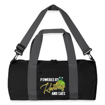 Propulsé par le tricot et la vie humoristique des chats - Sac de sport recyclé - noir/gris graphite - Devant
