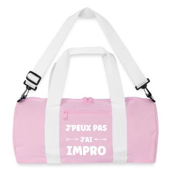 Ich kann nicht. Ich improvisiere. - Recycelte Duffel Bag - Rosa/Weiß - Vorne