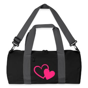 Cadeau de la Saint-Valentin en cœur rose rose - Sac de sport recyclé - noir/gris graphite - Devant