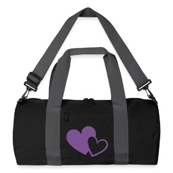violet heart two violet hearts gift - Recycled Duffel Bag - black/graphite grey - Front