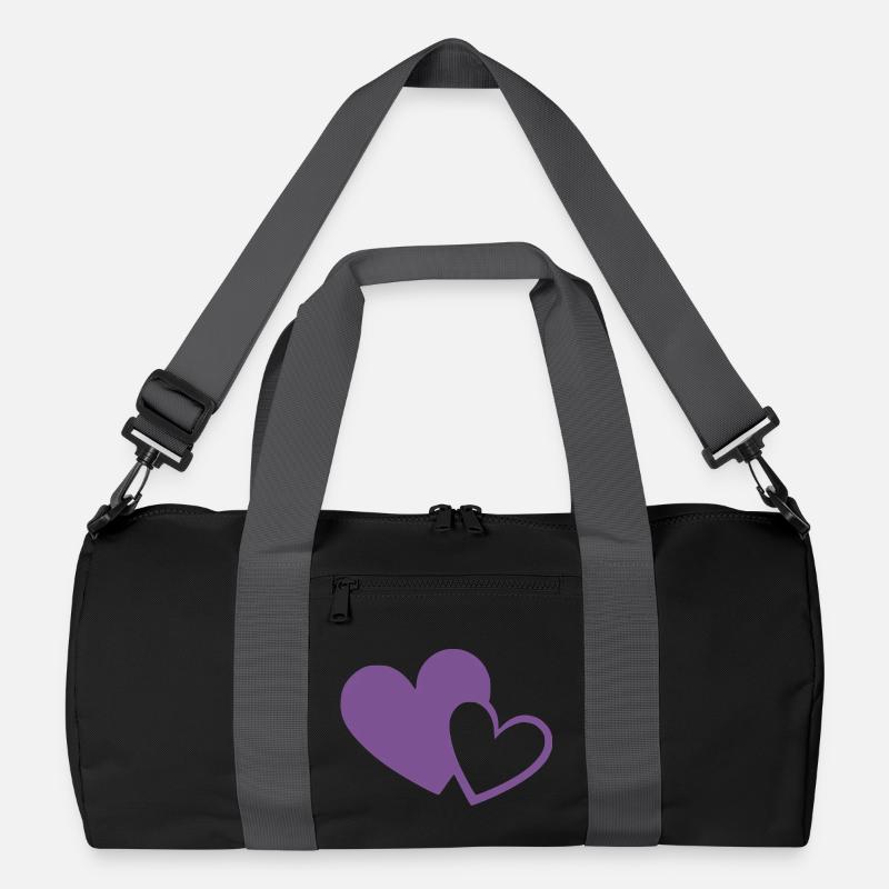 violet heart two violet hearts gift - Recycled Duffel Bag - black/graphite grey