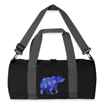 Geometrischer Bär aus Mosaik - Recycelte Duffel Bag - Schwarz/Graphitgrau - Vorne