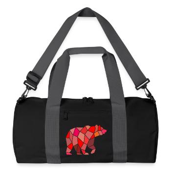 Geometrischer Bär aus Mosaik - Recycelte Duffel Bag - Schwarz/Graphitgrau - Vorne