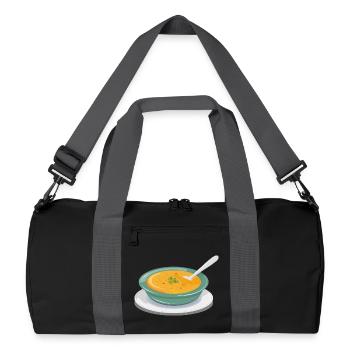 Soupe aux légumes dans une assiette avec une cuillère - Sac de sport recyclé - noir/gris graphite - Devant
