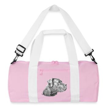 Great Dane Dog Head Bulldog Dog Dogs - Recycled Duffel Bag - pink/white - Front