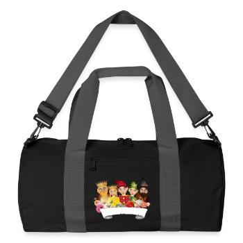 Five figures from the ensemble of the Punch and Judy Theatre - Recycled Duffel Bag - black/graphite grey - Front