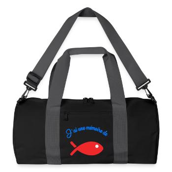 POISSON. MEMOIRE - Sac de sport recyclé - noir/gris graphite - Devant
