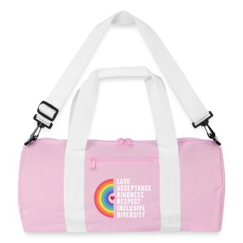 Mois de la fierté LGBT - Amour. Acceptation. Bonté. - Sac de sport recyclé - rose/blanc - Devant