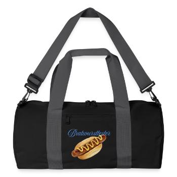 Hearty hot dog with mustard - Recycled Duffel Bag - black/graphite grey - Front