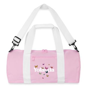 Beau prénom de fille avec des papillons YOLANDA - Sac de sport recyclé - rose/blanc - Devant