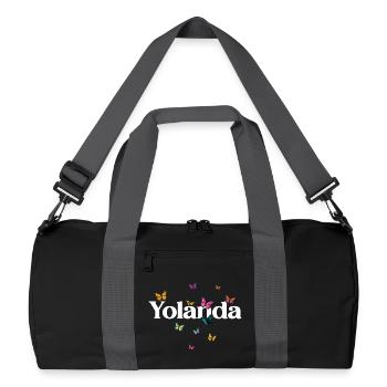 Beau prénom de fille avec des papillons YOLANDA - Sac de sport recyclé - noir/gris graphite - Devant