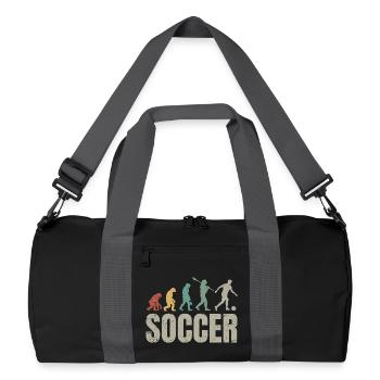 Fußball Evolution | Soccer Evolution - Recycelte Duffel Bag - Schwarz/Graphitgrau - Vorne