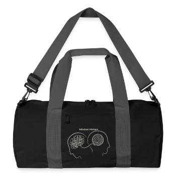 Mindset Matters: Gedankenknoten - Recycelte Duffel Bag - Schwarz/Graphitgrau - Vorne